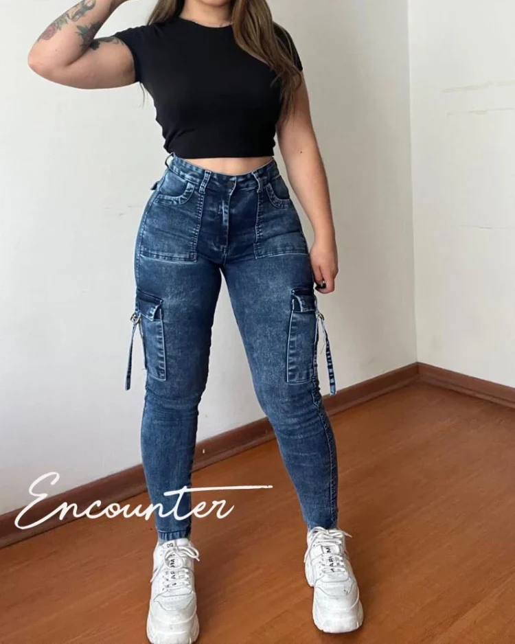 New Fashion 2023 High Waist Skinny Strtechy Butt Lifting Slim Fit Women Wahed Pencil Jeans Sexy for Autumn Trendy Zipper Closure 1