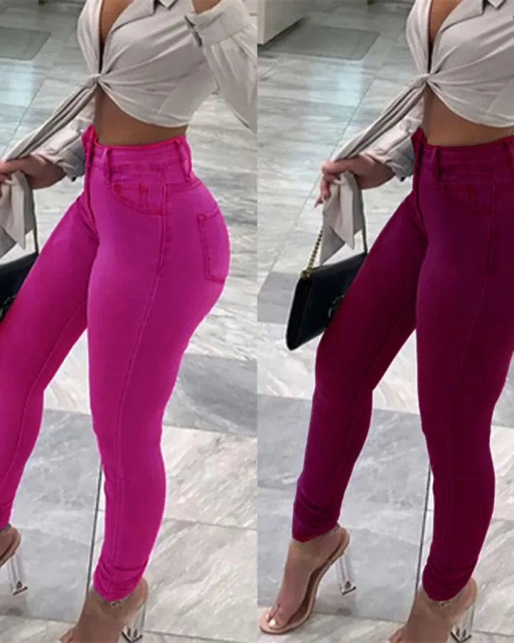 2023 New High Waist Stretch Jeans For Women Fashion Slim Denim Pencil Pants Casual Multicolor female Trousers S-2XL Drop Ship 1