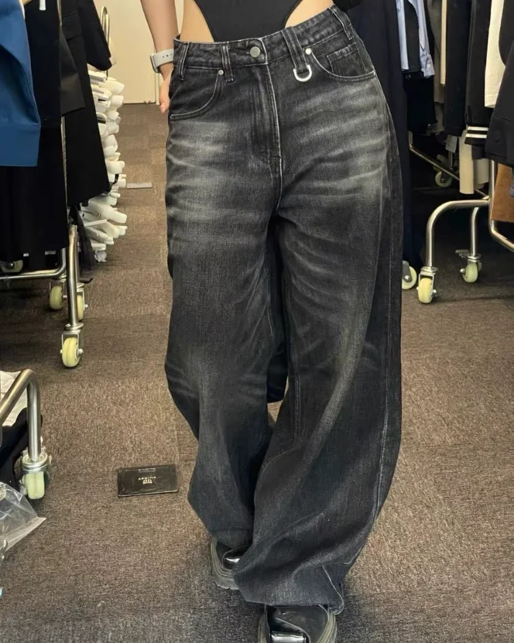 Black Wide Leg Jeans Women Oversized High Street Korean Fashion Baggy Denim Trousers Grunge Y2k Female Hip Hop 1