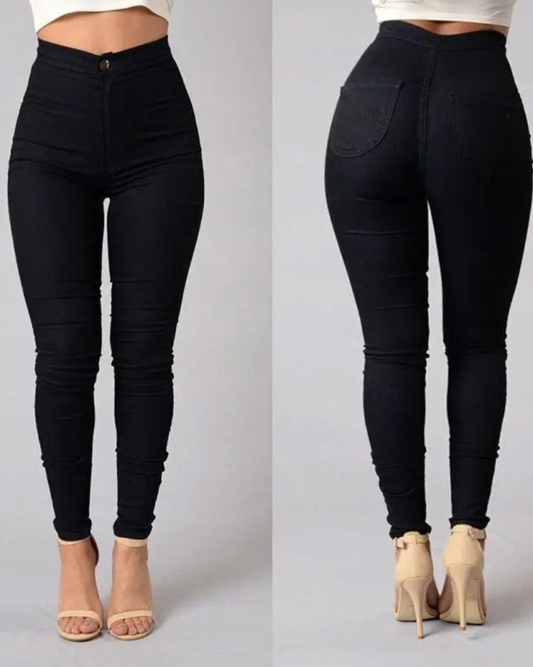 HOT SALE Women Denim Skinny Jeggings Pants High Waist Stretch Jeans Slim Pencil Trousers 19
