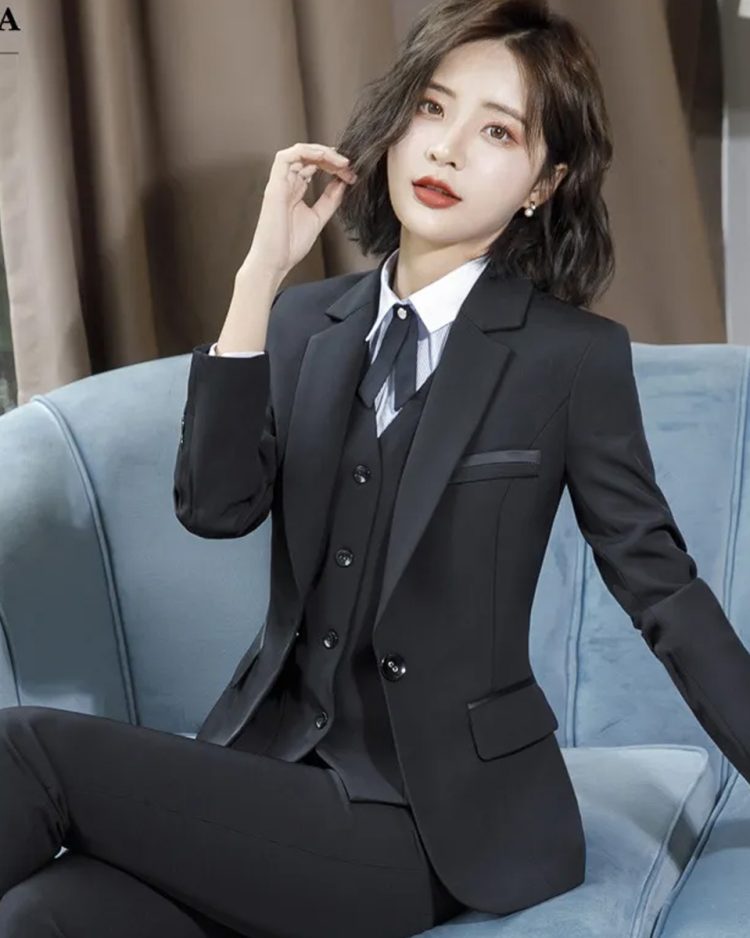 920 Women's Set New Slim Fit Work Suit College Interview Suit Professional Suit Formal Suit Business Suit Coat Autumn 1
